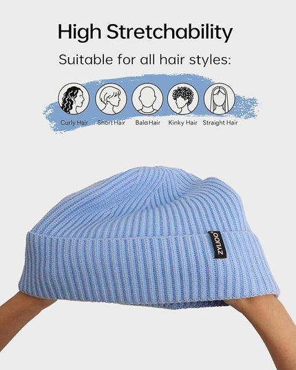 Zylioo Oversize Beanie Hats, XXL Big Size Ribbed Knit Cuffed Winter Hat for Cold Weather, Warm Skull Watch Cap