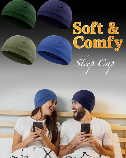 Syhood 4 Pcs Cotton Skull Caps for Men Women Breathable Beanie Thin Sleep Hat Night Running Cap Helmet Liner for Cycling Gym