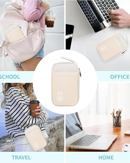 Electronics Travel Organizer,Portable Waterproof Electronic Travel Storage Bag for Small Charging Cord Storage,Charger,Small Electronics,SD Card etc,for Travel,Business -Beige