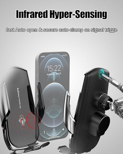 15W Fast Wireless Car Charger, Auto-Clamping Black Car Phone Holder with Strong Suction Cup,360°Adjustable Dashboard/Windshield Mount for iPhone17-11&Samsung S Series Essential Car Accessories
