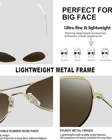 Joopin Polarized Metal Aviation Sunglasses Men, Classic Military Sun Glasses Women, Rectangle Shades UV400 Protection Costume