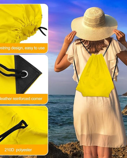 KUUQA 60Pcs Yellow Drawstring Backpacks - Gym, Travel, Storage Bags
