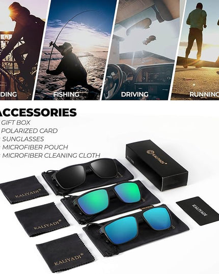 KALIYADI Polarized Sunglasses for Men, Lightweight Sun Glasses with UV Protection for Driving Fishing Golf