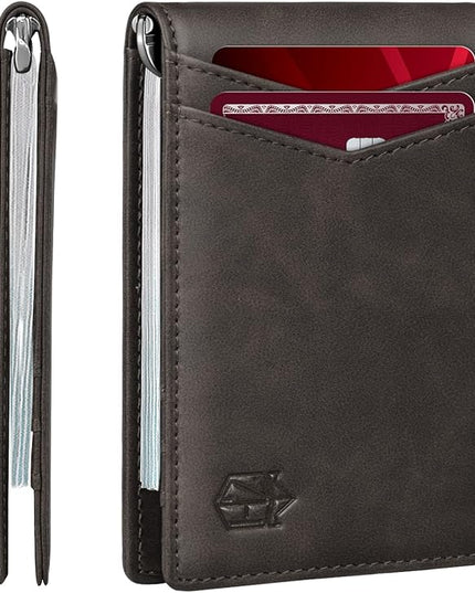 Zitahli Wallet for Men-6 Slots ID Window-Mens Wallets-Slim Wallet Classic Spring Money Clip RFID Blocking-Gift for Men