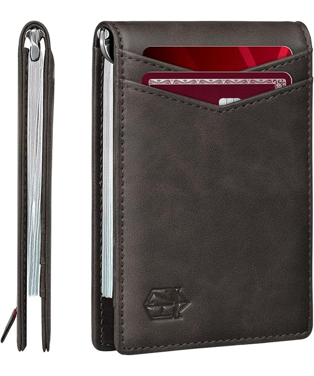 Zitahli Wallet for Men-6 Slots ID Window-Mens Wallets-Slim Wallet Classic Spring Money Clip RFID Blocking-Gift for Men