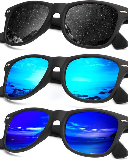 KALIYADI Polarized Sunglasses for Men and Women Matte Finish Sun glasses Color Mirror Lens UV Blocking (3 Pack)