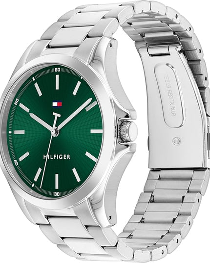 Tommy Hilfiger Men's 3H Quartz Watch, Stainless Steel Bracelet, Water Resistant 3 ATM, Modern and Stylish Timepiece, Gift for Him, 42mm