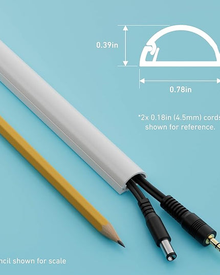 D-Line Half Round Cord Hider, Patented Cable Cover, Hide TV Wall Mount Wires, Raceway for Cords, Decorative Wire Covers, Paintable, Adhesive Cable Concealer, 10x 0.78in W x 0.39in H x 15.7in L, White