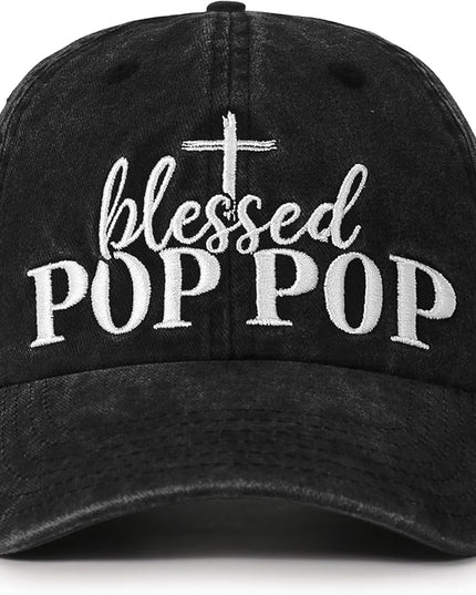 InnoBeta Blessed Pop Pop Gifts Hat for Grandpa, Poppop Gifts for Fathers Day, Christmas, Birthday, Adjustable Embroidered Baseball Cap