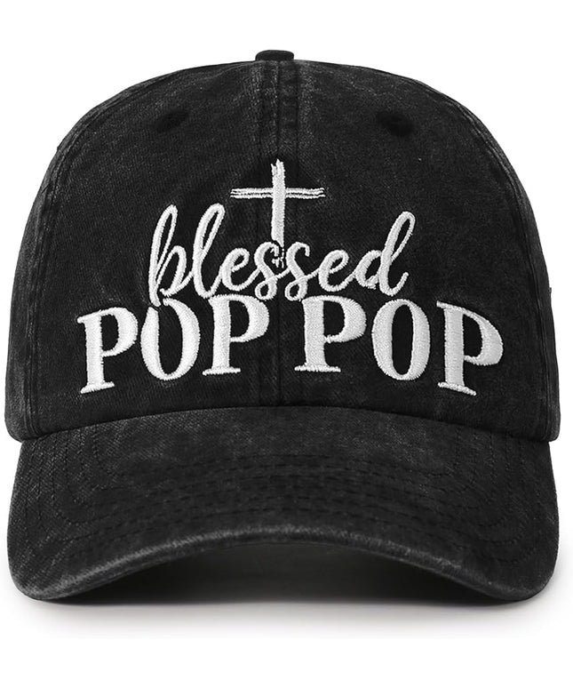InnoBeta Blessed Pop Pop Gifts Hat for Grandpa, Poppop Gifts for Fathers Day, Christmas, Birthday, Adjustable Embroidered Baseball Cap