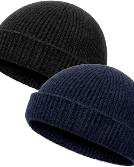 vidsel Thin Wool Fisherman Beanie Hat for Men Women Fall Winter,Short Knit Cuffed Fashion Trawler Skull Cap,Watch Cap