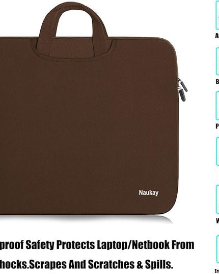 Laptop Case 15.6 Inch, Durable Slim Briefcase Handle Bag & with Extra Pockets, Notebook Computer Protective Case for Laptop Ultrabook, Collapsible Carrying Handles, CoffeeColor
