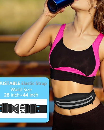 Running Belt Fanny Pack, Running Waist Pack for Women & Men USA Patented Hands-Free Reflective Runner Pouch Belt Fitness Workout Bag No-Bounce Adjustable Sport Travel Fanny Pack Cell