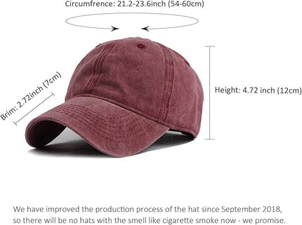 HH HOFNEN Men Women Washed Distressed Twill Cotton Baseball Cap Vintage Adjustable Dad Hat