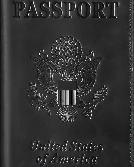 BIAOTIE Premium Leather Passport Holder Covers, Rfid Travel Wallet Passport Document Holder, Travel Essentials Wallet Cover Case for Men and Women (Black)