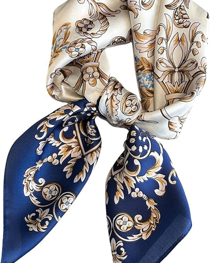 MINIDORA Satin Scarves for Women 27.5 × 27.5 inches Medium Square Elegant Silk Feeling Head Scarf