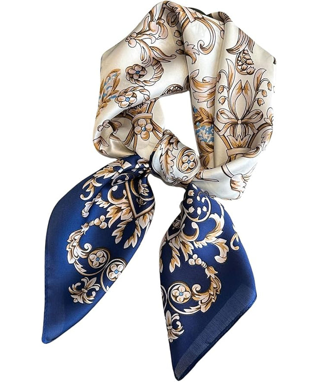 MINIDORA Satin Scarves for Women 27.5 × 27.5 inches Medium Square Elegant Silk Feeling Head Scarf