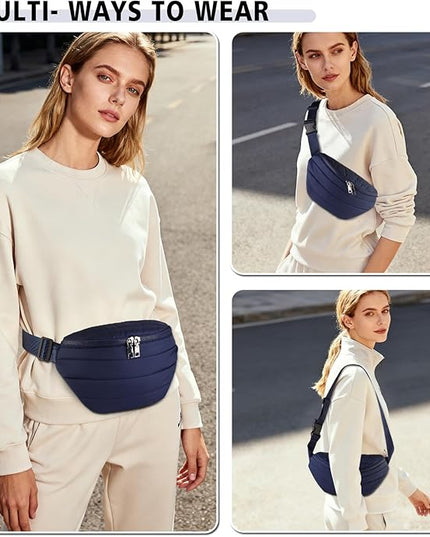 Fanny Packs for Women Fashion Waist Packs Quilted Puffer Belt Bag Puffy Crossbody Bags Sling Purse for Women Travel Running