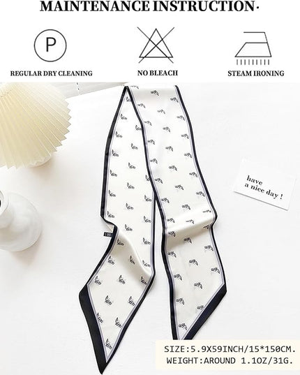 Head Scarf Purse Handle Neck Satin Hair Scarfs For Bag Lightweight Silky Long Thin Women's Fashion Scarves 59 * 5.9”