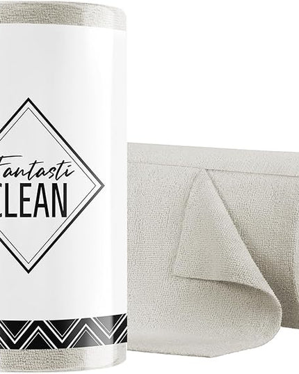 Fantasticlean Microfiber Cleaning Cloth Roll -75 Pack, Tear Away Microfiber Towels, 12" x 12", Reusable, Washable, Scratch Free, Ultra Absorbent Dishcloth for All-Around Cleaning Supplies (Cool Grey)