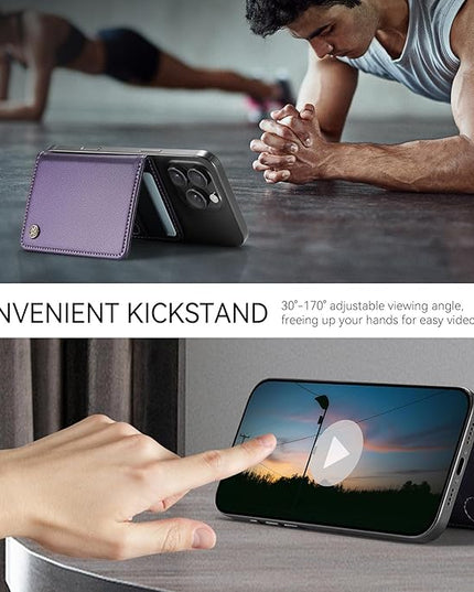 Defencase for Magsafe Wallet Magnetic Card Holder RFID Blocking, PU Leather Minimalist Phone Wallet for MagSafe Phones and Cases for iPhone 17/16/ 15/14/ 13/12/ Pro/Max/Plus/Air, Purple