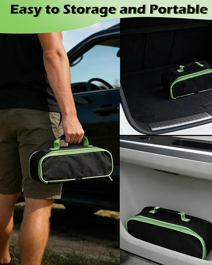 7PCS Windshield Cleaner Tool, Car Windshield Cleaner Tool+Side Mirror Squeegee +3 Microfiber Pads+100ml Spray Bottle+1 Detailing Brush,12-19inches Extendable Handle,180° Rotation