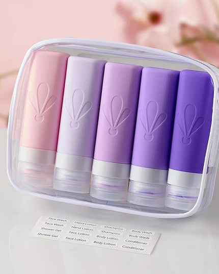 INSFIT Travel Bottles for Toiletries, TSA Approved 3oz Travel Size Toiletries, BPA Free Leak Proof Squeezable Silicone Tubes Travel Essentials for Shampoo Conditioner Lotion Soap