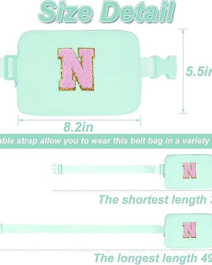Uygafly Belt Bag Fanny Pack Crossbody Bags with Initials Letter Patch Cute Stuff Birthday Gifts for Teenager Girls Trendy Stuff for Teens | Light Green,N