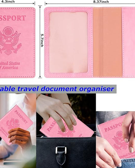 Turquoise & Pink Passport Holder, Cruise Essentials Passport Wallet Cover Case for Family Women Men, Travel Must Haves Passports Book Protector | Cruise Essentials, for Family, Travel Must Haves
