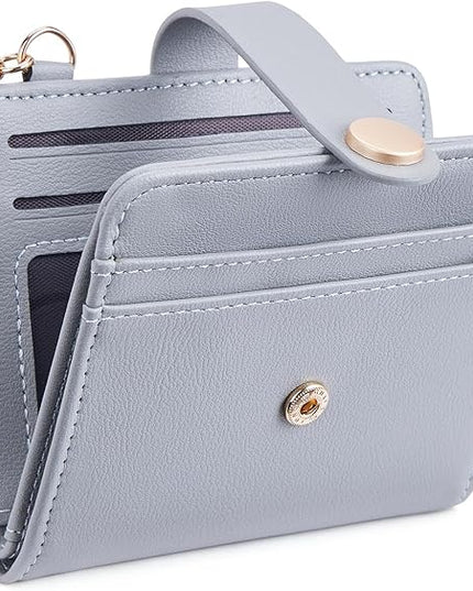 POIUGOYA Slim Wallet for Women,RFID Blocking Bifold Credit Card Holder with Zipper Coin Pocket,ID Window,Keychain