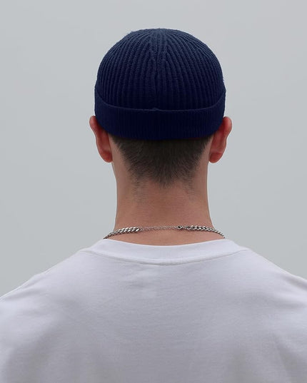 vidsel Thin Wool Fisherman Beanie for Men Women, Short Knit Cuff Trawler Watch Hats