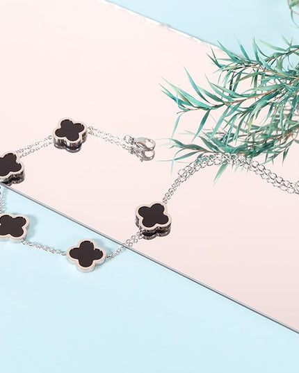 3PC Clover Bracelets Set 18k Gold Plated Lucky Clover Bracelet Women Adjustable Link Bracelets Cute Gold Jewelry