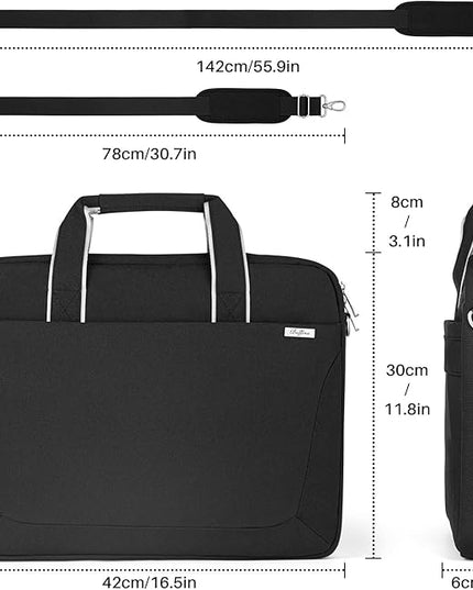 17 17.3 Inch Laptop Shoulder Bag for Men Women,Waterproof Computer Carrying Case Messenger Bag with Strap for 17"-18" HP Dell,Laptop Briefcase for Office business Travel College School,Black