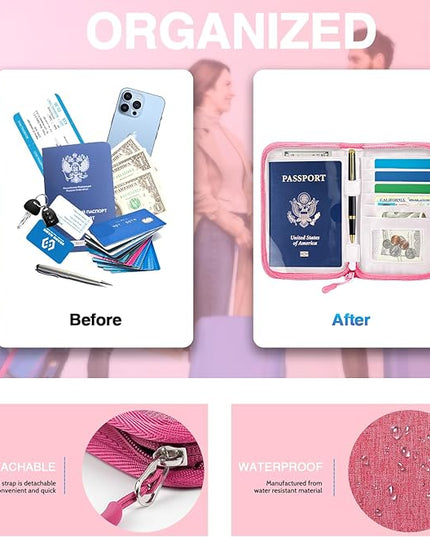 Passport Holder for Travel, Women Rfid Blocking Passport Wallet, Travel Essentials Premium Wallets, Waterproof Passport Holders Bag for Men Traveling, Travel Document Organizer Credit Cards Case