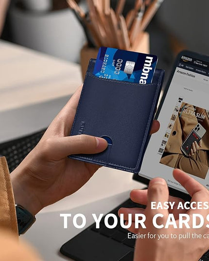 RUNBOX Wallet for Men Slim 11 Credit Card Holder Slots Leather RFID Blocking Small Thin Men's Wallet Bifold Minimalist Front Pocket Large Capacity Gift Box