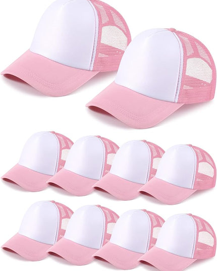10 Pcs Sublimation Blank Trucker Hats Bulk Mesh Baseball Cap Polyester Mesh Trucker Hat for Men and Women