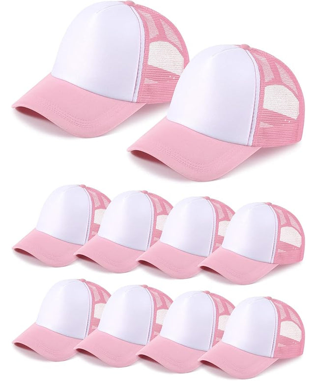 10 Pcs Sublimation Blank Trucker Hats Bulk Mesh Baseball Cap Polyester Mesh Trucker Hat for Men and Women