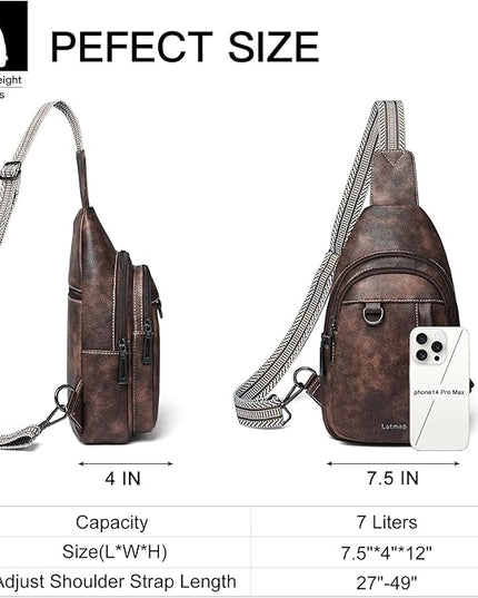 7L Sling Bag for Women Men Leather Small Sling Backpack Daypack Anti Theft Fanny Pack Crossbody Purse Travel