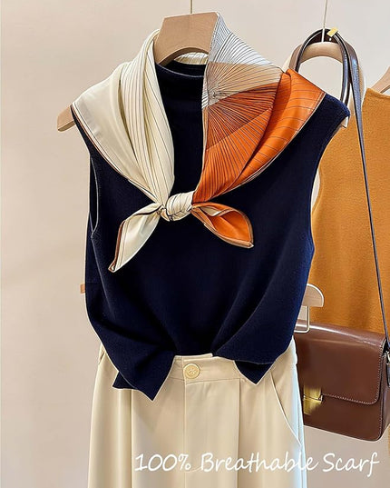 100% Mulberry Silk Scarf for Women Hair Lightweight Square Neckerchief Wrap For Head Scarves 21"