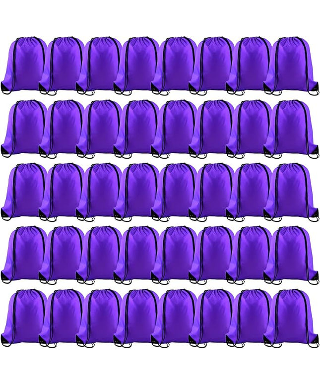 KUUQA 60Pcs Purple Drawstring Backpack Bag Bulk Drawstring Bags String Bags Storage Bags Gym Backpack for Sport Gym Traveling