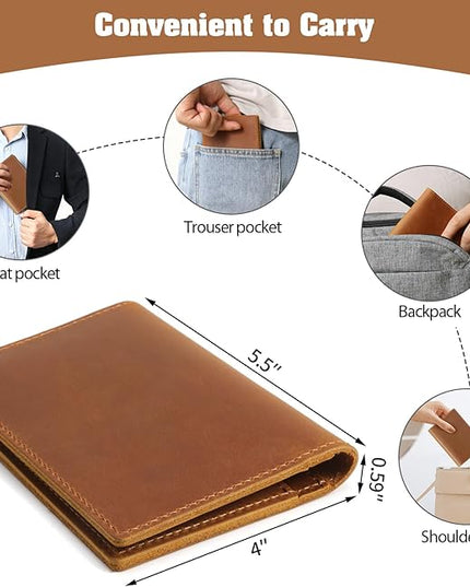Jack&Chris Leather Passport Holder, Handmade Passport cover, Travel Wallet Cover Case for Men and Women, Leather Travel Documents Organizer Protector, JC107