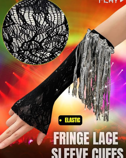 Sequin Fringe Gloves,Fingerless Lace Arm Sleeves For Women,Sparkly Rave Party Costume Fits US 0-8
