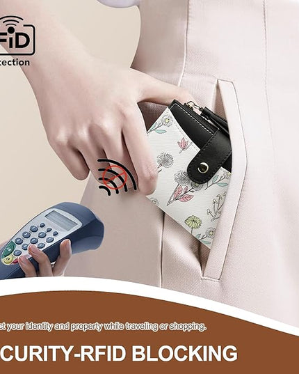 yiijay Small Wallet for Women RFID Blocking Tassle Bifold Slim Thin Leather Wallet Credit Card Holder Wallet Ladies Mini Wallet with Zipper Pocket