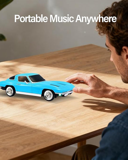 Retro American Style car Bluetooth Speaker, Portable Wireless Outdoor Speaker, TWS Stereo, Support USB/TF/AUX, Party Bluetooth Speaker with Microphone,Classic car Gifts for Men(Blue)
