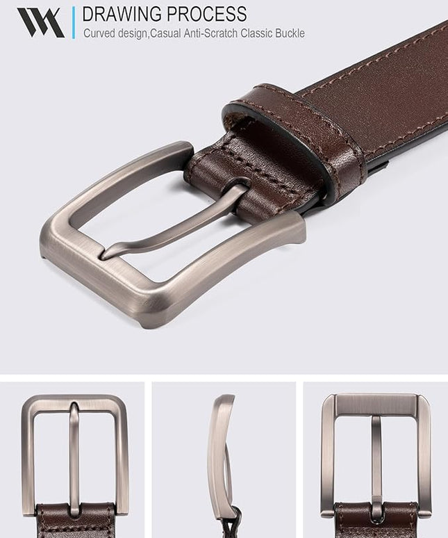 WOLFANT Men's 35mm Dress Casual Belt,100% Italian Full Grain Real Solid Leather