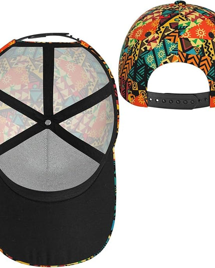 African Ethnic Tribal Style Baseball Cap for Men Women, Fashion Adjustable African Hat Casual Trucker Hats Sun Caps