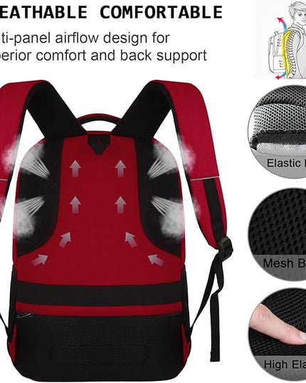 Laptop Backpack,Business Travel Anti Theft Slim Durable Laptops Backpack with USB Charging Port,Water Resistant College Computer Bag for Women & Men Fits 15.6 Inch Laptop and Notebook-Red