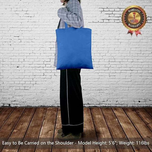 TOPDesign 12-Pack Economical 16"x15" Ocean Blue Cotton Tote Bags, Lightweight Medium Reusable Grocery Shopping Cloth Bags, Suitable for DIY, Advertising, Promotion, Gift, Activity