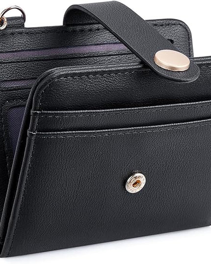 POIUGOYA Slim Wallet for Women,RFID Blocking Bifold Credit Card Holder with Zipper Coin Pocket,ID Window,Keychain