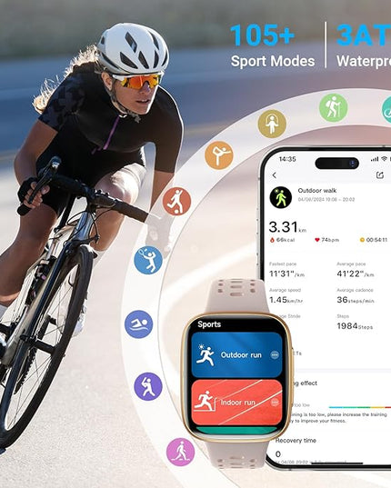 Smart Watches for Women Android iPhone (2 Bands), [1.85" AMOLED Screen] Smartwatch Fitness Tracker 3ATM Waterproof with Bluetooth Calls, AI Control, Heart Rate/SpO2/Sleep Monitor, 7 Days Battery